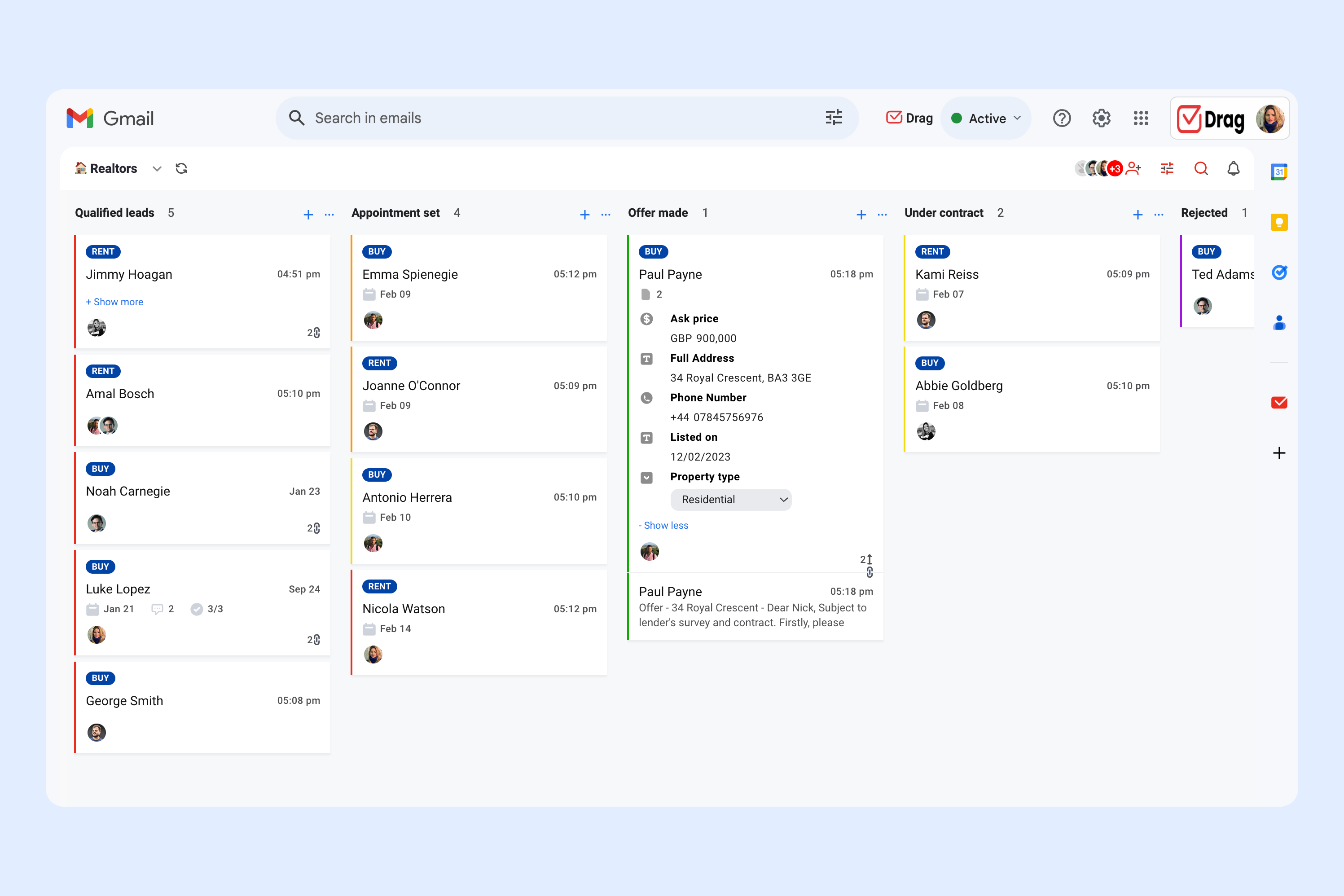 kanban no email gmail